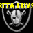 A black-and-white shield-shaped logo with a stylized face appears in three , each overlaid with yellow text reading 'RITA LUVS', 'THE', and 'RAIDERS' respectively