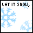 Animated snowflake pattern with 'LET IT SNOW.' text, featuring subtle purple sparkles appearing and fading across frames.