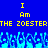 Blue background with yellow pixelated text reading "I Am THE ZOESTER" repeated twice, and blue pixelated shapes below.