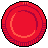 A circular red pixel art icon with layered concentric rings and a central void, bordered by a black outline on a gray background.