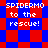Pixelated icon with red and blue diamond-patterned background displaying "SPIDERMO to the rescue!" text in white block letters across four sections.