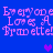 Blue background with repeated pink pixelated text 'Everyone Loves A Bravette!' and two purple heart symbols.