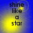 Blue background with yellow glow and black text "shine like a star" arranged vertically, showing animation changes in the glow's position across frames.