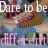 Pixelated static image with text 'Dare to be different' overlaid on a blurred background featuring indistinct shapes and colors.