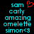 Pixelated cyan text on black background with red heart symbol above 'sam' in left , two identical side-by-side