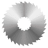 Six grayscale circular icons with jagged edges arranged in two of three on a light gray background