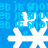 Blue background with repeating white snowflake shapes and light blue text reading 'it snowet' in pixelated font.