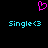A static pixel art image with a black background, featuring a pink heart symbol above two identical lines of cyan text reading "Single<3".