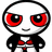 Pixelated character with large red eyes, black jacket, and red bow tie on white background; adjacent text reads "Voldy's bringin sexy back" in red pixel font.