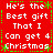 Red background with white text repeating 'He's the Best gift That I Can get 4 Christmas' and green decorative elements in a