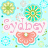 Pixelated floral background with pink text labels 'Sydney', 'Jade!!!', 'Elyse', and 'Fiona' over coral flower shapes.