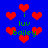 Blue background with red pixelated hearts and green text reading "i luv bailey" in multiple positions.