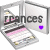 A digital icon showing a silver laptop with pink keyboard accents, displaying the text 'frances' in varying colors and a heart symbol below it.