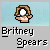 Pixelated icon shows a figure with brown hair holding a white object against light blue background, below text reading "Britney Spears" in pixel font.