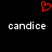 Red pixelated heart symbol above two identical white text strings on black background.