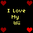 A static contact sheet of four identical frames showing a pixel art design with yellow text and red hearts on a black background.