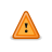 A pixelated orange warning triangle with a black exclamation mark centered inside, set against a solid gray background.