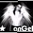 Pixelated grayscale image of a winged figure with a star symbol and text reading 'onGel' at the bottom.