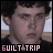 nine identical showing a person with dark curly hair and red eyes, each labeled 'GUILT TRIP' in pink text below