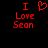 Red pixelated text and heart symbol on black background, with one version showing a heart icon and another showing a letter 'I'.