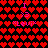 Pixel art of red hearts on black background with pink text elements including 'I', 'x3', and '*Levi*' in multiple positions.