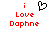 Red pixelated text 'i Love Daphne' appears above a black pixelated heart symbol on a white background.