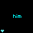 Cyan text 'him' and cyan heart stacks on black background with gray rectangle in bottom-right corner.