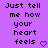 Pixelated text on purple background with two identical heart symbols at bottom right of each text block.