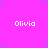 A static image with a bright pink background featuring scattered small blue dots and repeated white text "Olivia" in a pattern