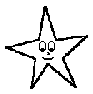 Five white star-shaped figures with black outlines and simple facial features on a gray background.