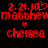 Red pixelated text on black background displays '2.21.10' with heart symbol, 'matthew', 'chelsea', and two small hearts.