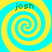 Four identical spiral patterns in cyan and yellow with the text 'josh' at top-left of each quadrant.