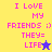 Pixelated text and star symbols on split yellow, purple, and blue backgrounds with pink lettering.
