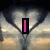 Pixelated image with pink text reading 'I Love You' and 'Kayla Mariee <33' over a mirrored background of heart-shaped trees.
