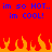Red background with blue pixelated text reading "im so HOT.. im so HOT.. im COOL! im COOL!" and orange-yellow pixelated flames at the bottom.