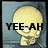 Pixelated yellow skull with white eyes on blue background, displaying sequential text overlays in black block letters.