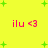 Yellow background with green plus signs and pink text 'ilu <3' repeated across the image.