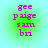Four identical circular icons with green gradient backgrounds display purple text reading 'gee paige sam bri' in pixelated font.