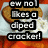 A pixelated image of two cookies on a plate with white cream, overlaid with text reading 'ew no! likes a dipped cracker!' in black and white.