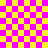 A static image with a pink and yellow checkerboard background featuring two overlapping patterns in lighter pink