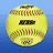 A pixelated softball with visible stitching and a black logo on its surface, set against a blue gradient background. Below it, the word 'ripeee!' appears in light blue text.