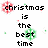 Pixelated text reads 'christmas is the best time' with red and green pixel clusters above and below the text on a white background.