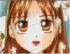 Anime-style girl with brown hair and red lips in a of changing facial expressions, each frame showing different eye positions and mouth shapes