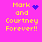 Pixelated text on bright pink background with blue symbols replacing heart or star in different frames.