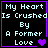 A 4-frame animated contact sheet showing a pixel art icon with text "My Heart Is Crushed By A Former Love" and varying purple heart symbols across frames.