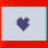 A pixelated heart icon with dark purple center and gray edges, set against a light gray background with red border.