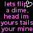 Pixelated pink text on black background with white heart symbol replacing 'i' in 'flip', showing animation where the heart pulses between two states.