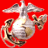 Static 48x48 pixel icon featuring the United States Marine Corps emblem on a solid red background with visible dithering and low-resolution rendering artifacts.