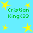 Pixelated green text "Cristian King<33" appears four times on a light blue background with yellow stars, arranged in two of two