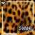 Animated contact sheet showing two frames of a leopard-print icon with pixelated text and heart symbols in the corners.
